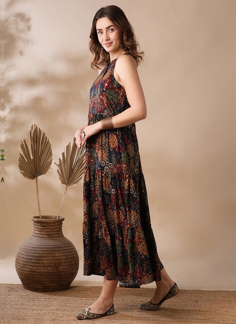 Globus Women Ethnic Motifs Printed Fit & Flare Maxi Dress - Image 3